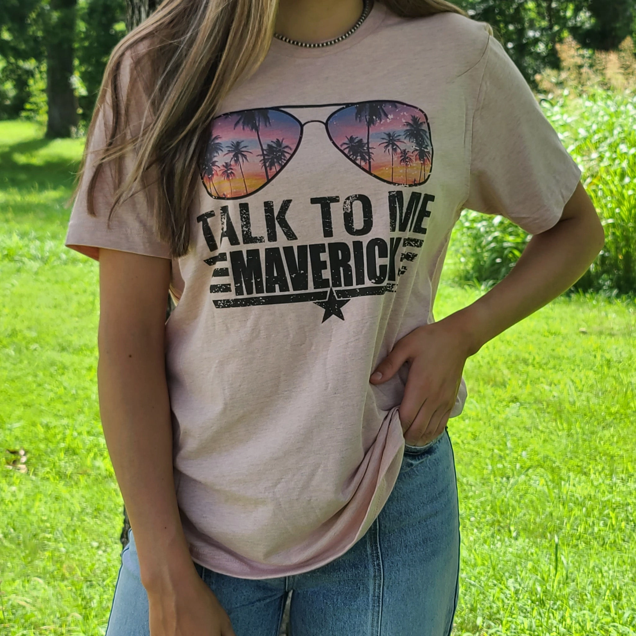 RibbedTrims Breathable Mesh Back Talk To Me Maverick Tee