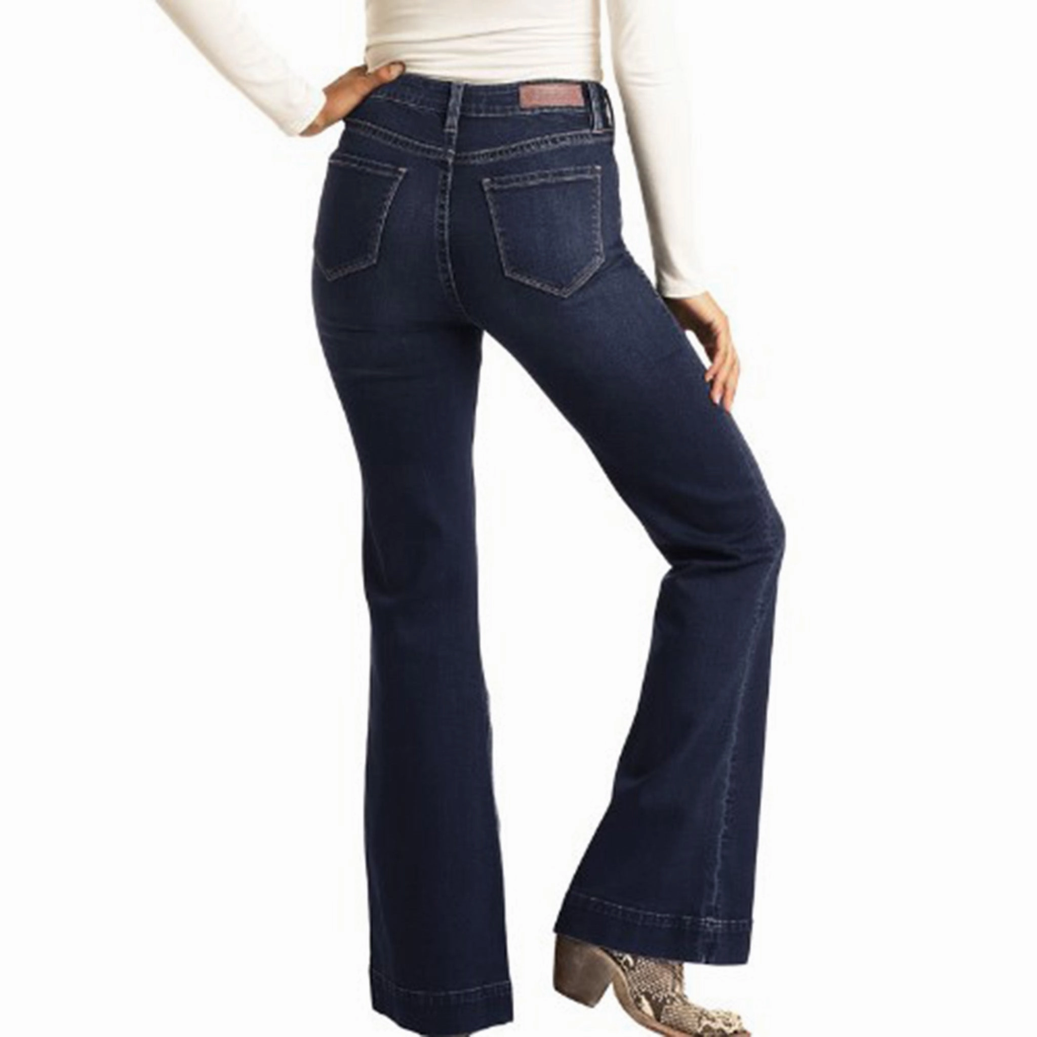 Effortless Choice Rock & Roll Cowgirl Night Blue High Rise Trouser Jeans