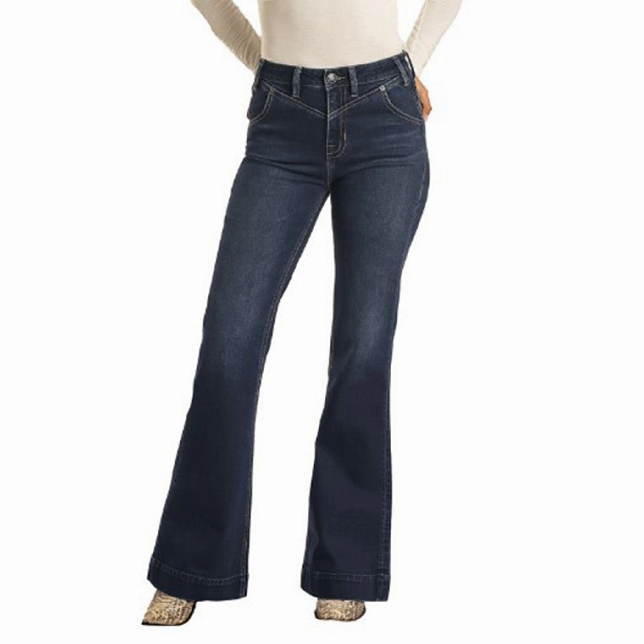 Work Meeting Unisex Wear Weekend Warrior Rock & Roll Cowgirl Night Blue High Rise Trouser Jeans