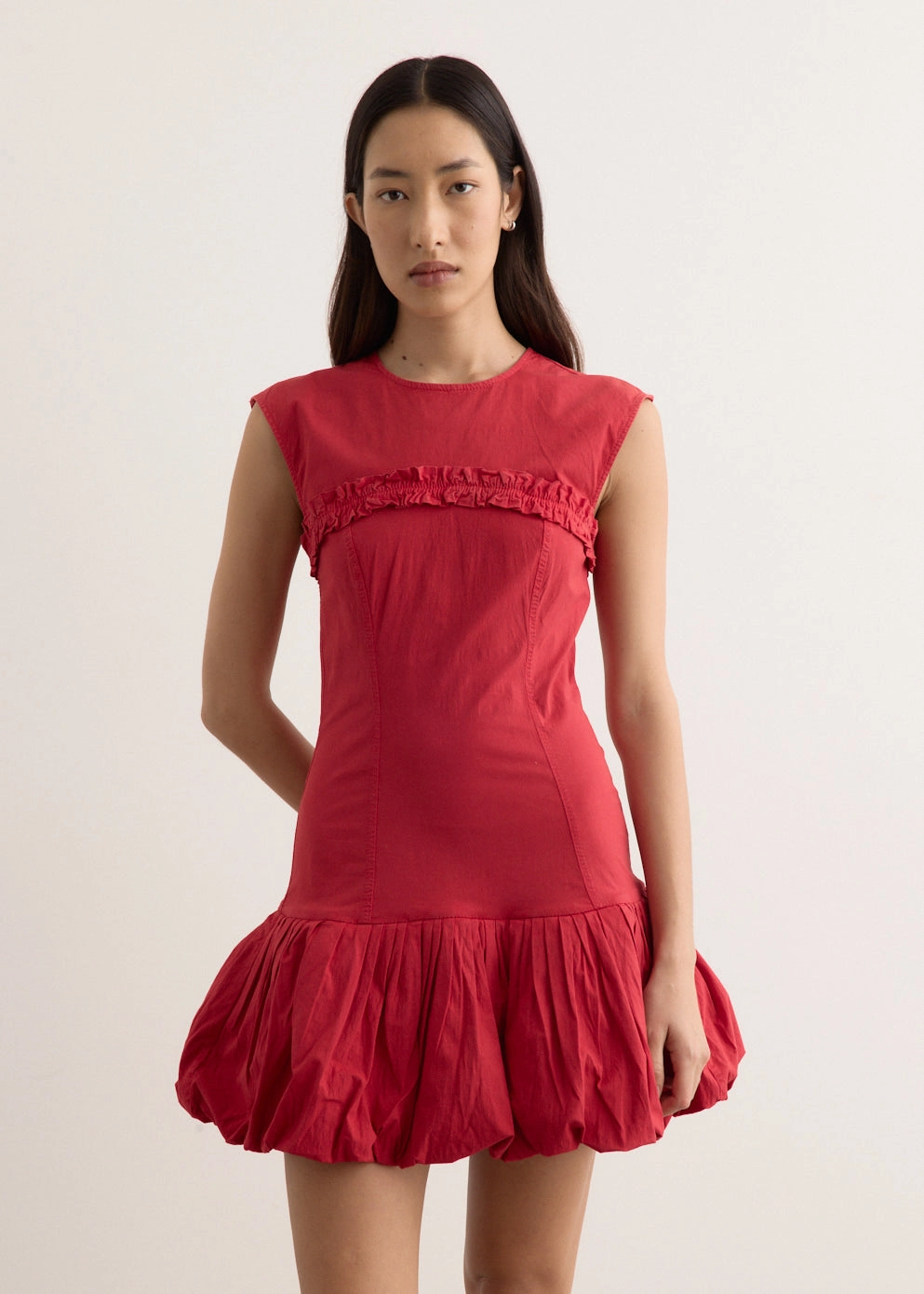 Washed Stretch Cotton Corset Mini Dress Feminine Layers Fashionable Fit