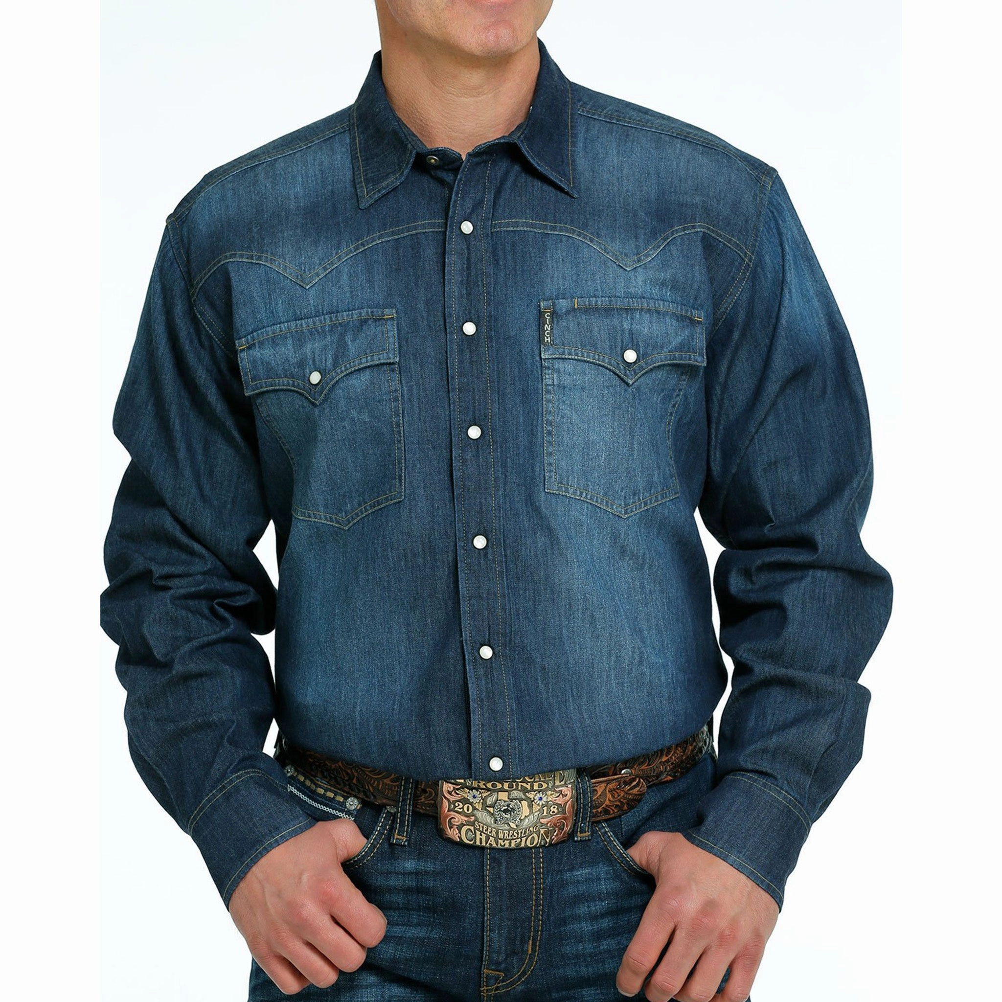 Cinch Men's Denim Snap Shirt Easy Care