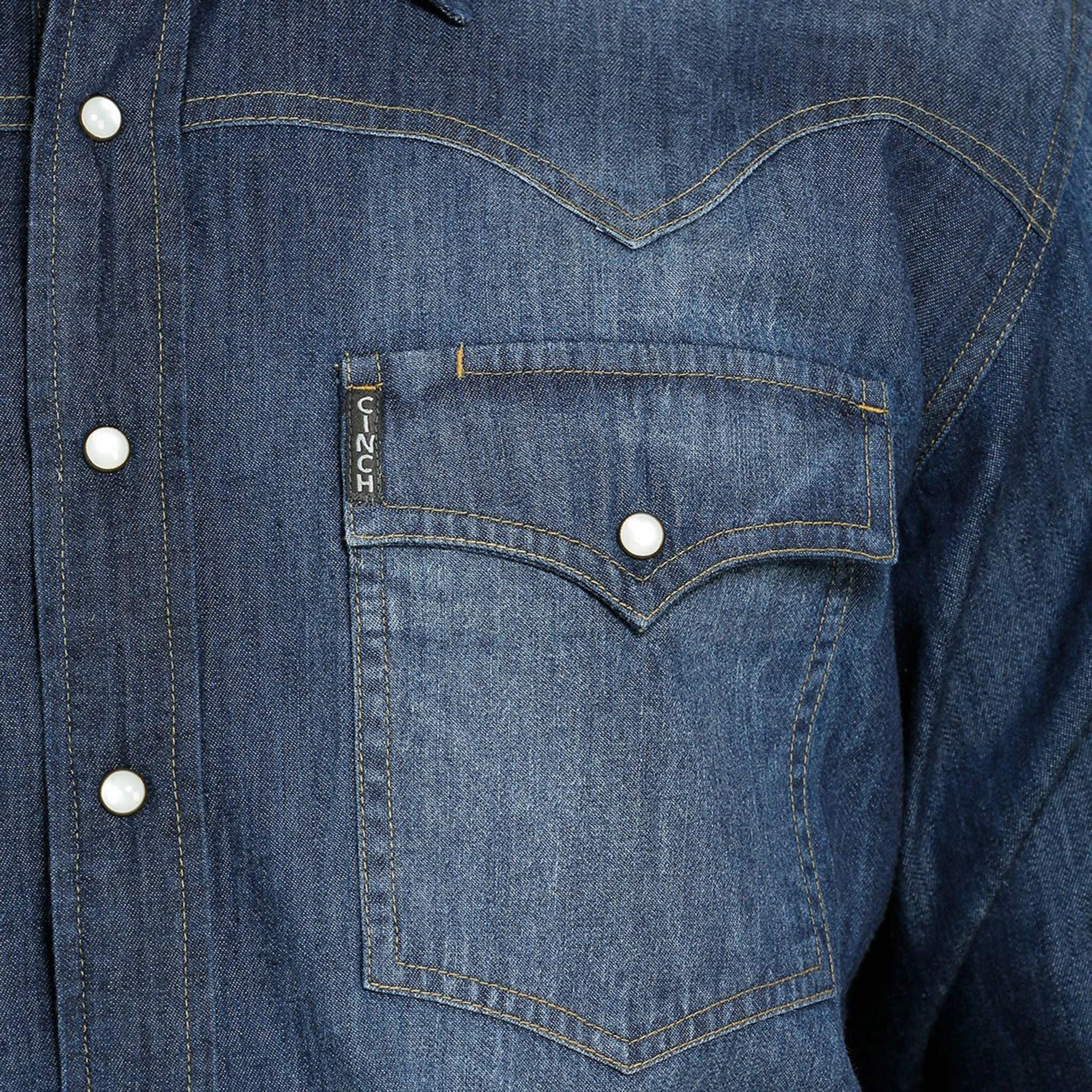 Cinch Men's Denim Snap Shirt Flexible Placket Structure