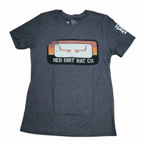 Casual Comfort Chambray Fabric Red Dirt Unisex Charcoal Runaway/Horns T-Shirt