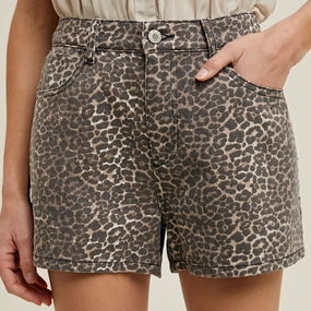 Home Comfort Weekend Warrior Chic Silhouette Women's Leopard Denim Shorts