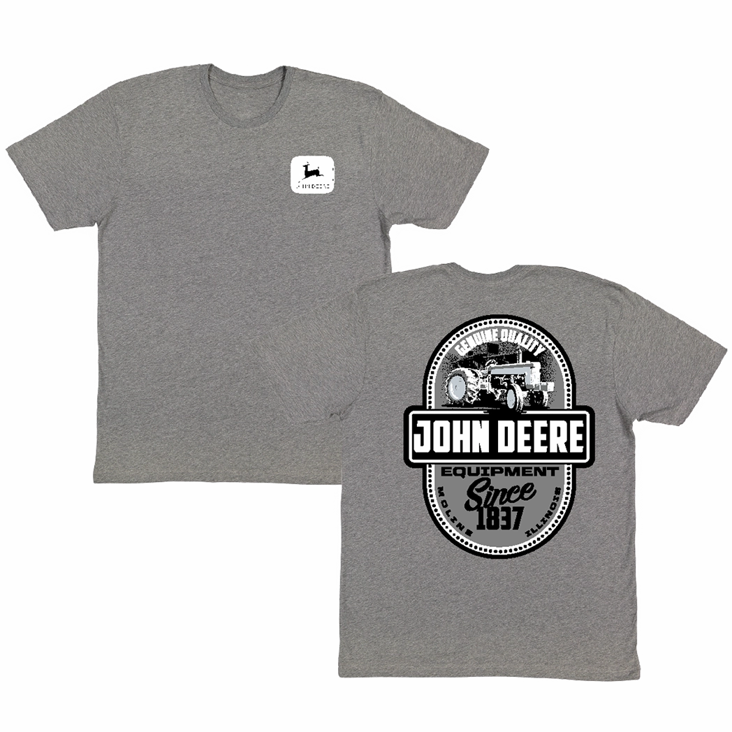 Grey John Deere Genuine Tee Sustainable Material
