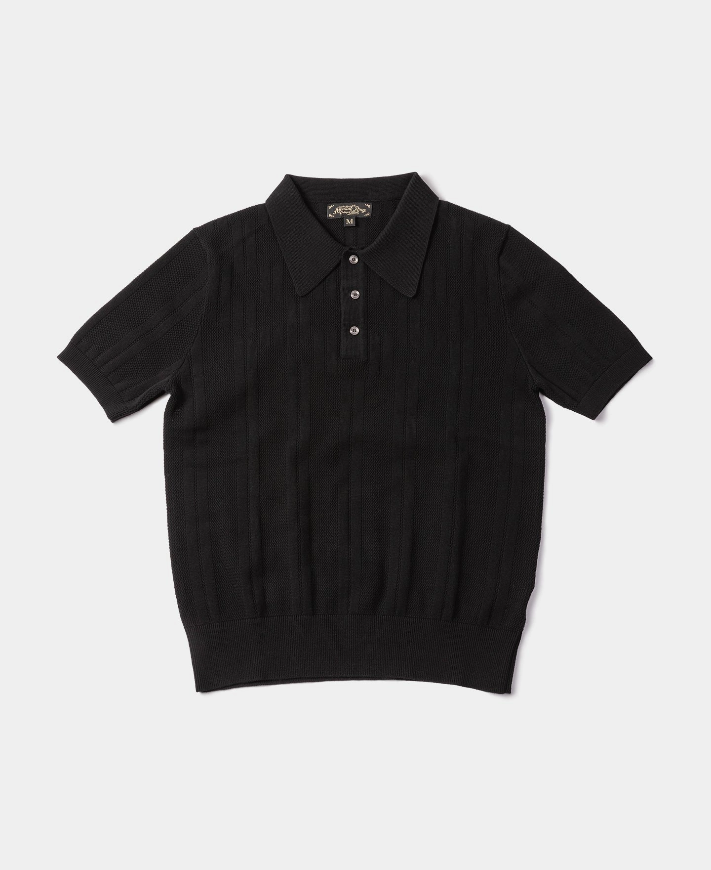 Trendy Layers Outdoor Lifestyle Retro Knitted Jacquard Polo Shirt - Black