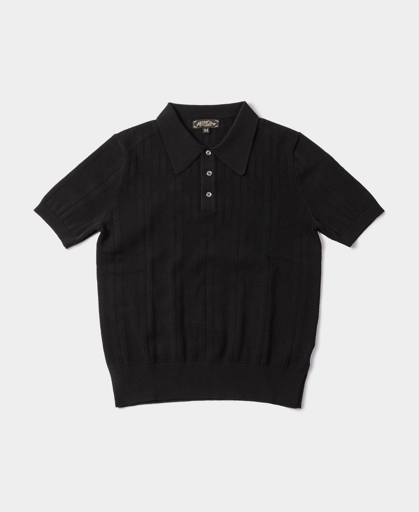 Retro Knitted Jacquard Polo Shirt - Black Classic Neckline Minimal Layers