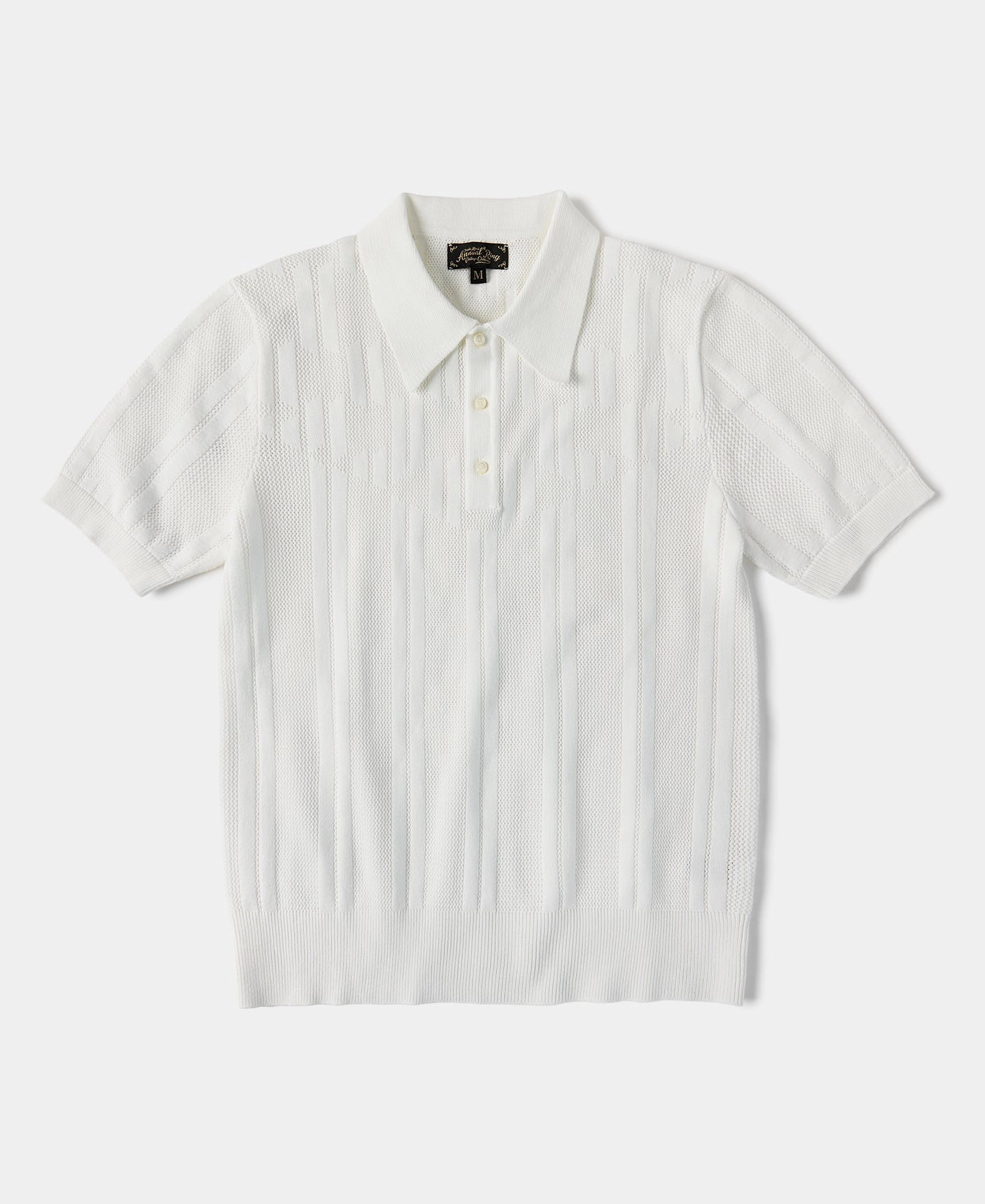 Retro Knitted Jacquard Polo Shirt - White Premium Layer