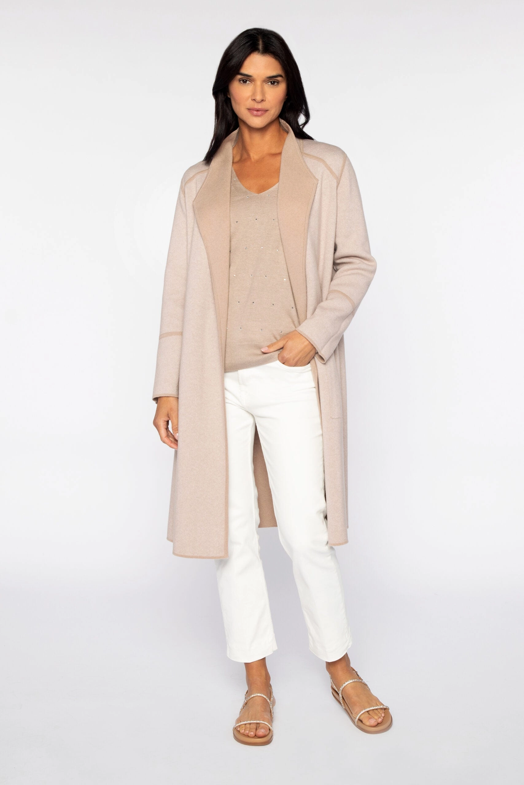 Chilly Layer Look Snuggly Comfort Reversible Drape Front Cardigan