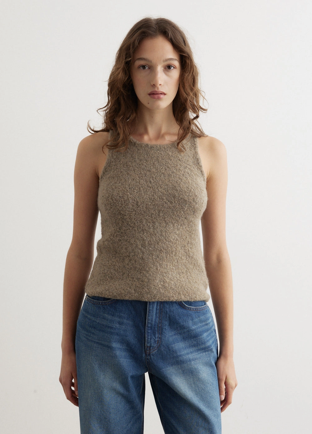 Chic Ensemble Fluffy Sleeveless Knit Top