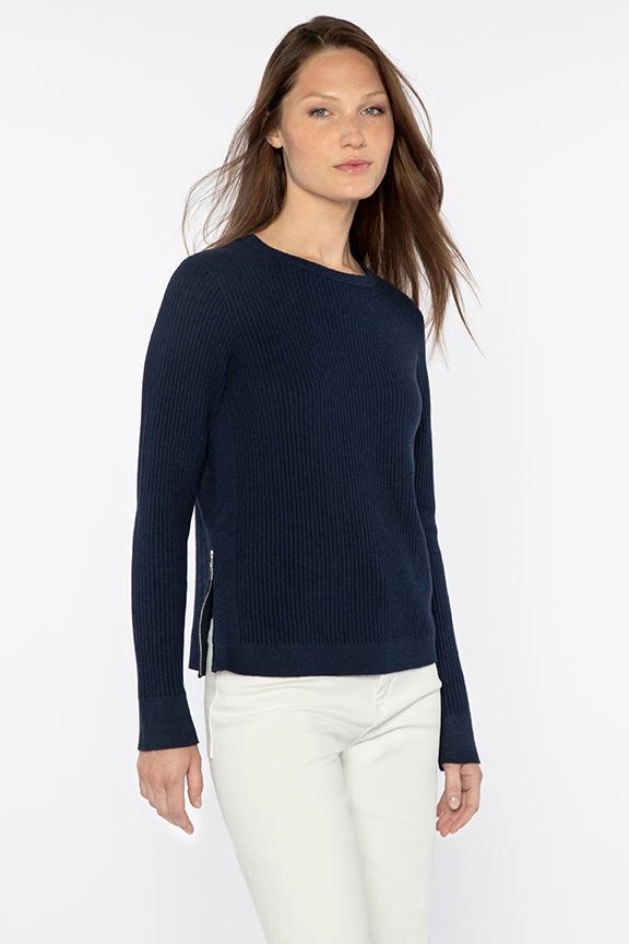 Comfortable Layer Rib Side Zip Crew