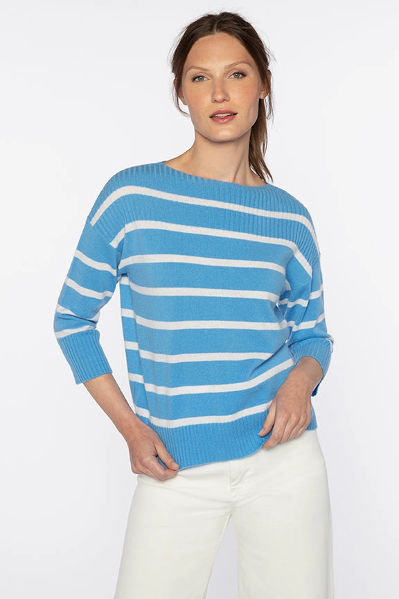 Cozy Design Rib Yoke Stripe Pullover