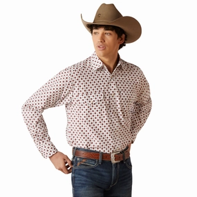 Polished Style Abrasion Resistant Edges Ariat White and Red Geo Print Shirt