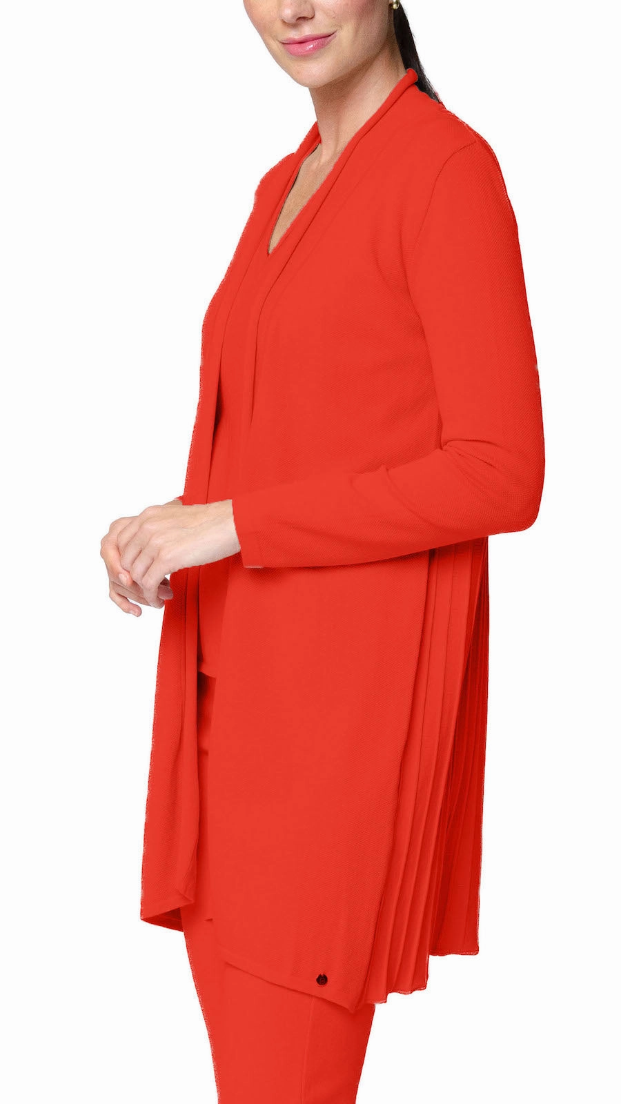 Amely Shawl Collar Mid-Length Cardigan - Bright Orange Cozy Warmth