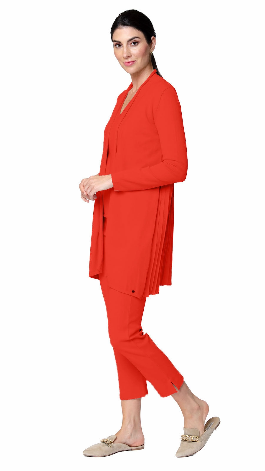Amely Shawl Collar Mid-Length Cardigan - Bright Orange Winter Perfection Cozy Active Wear