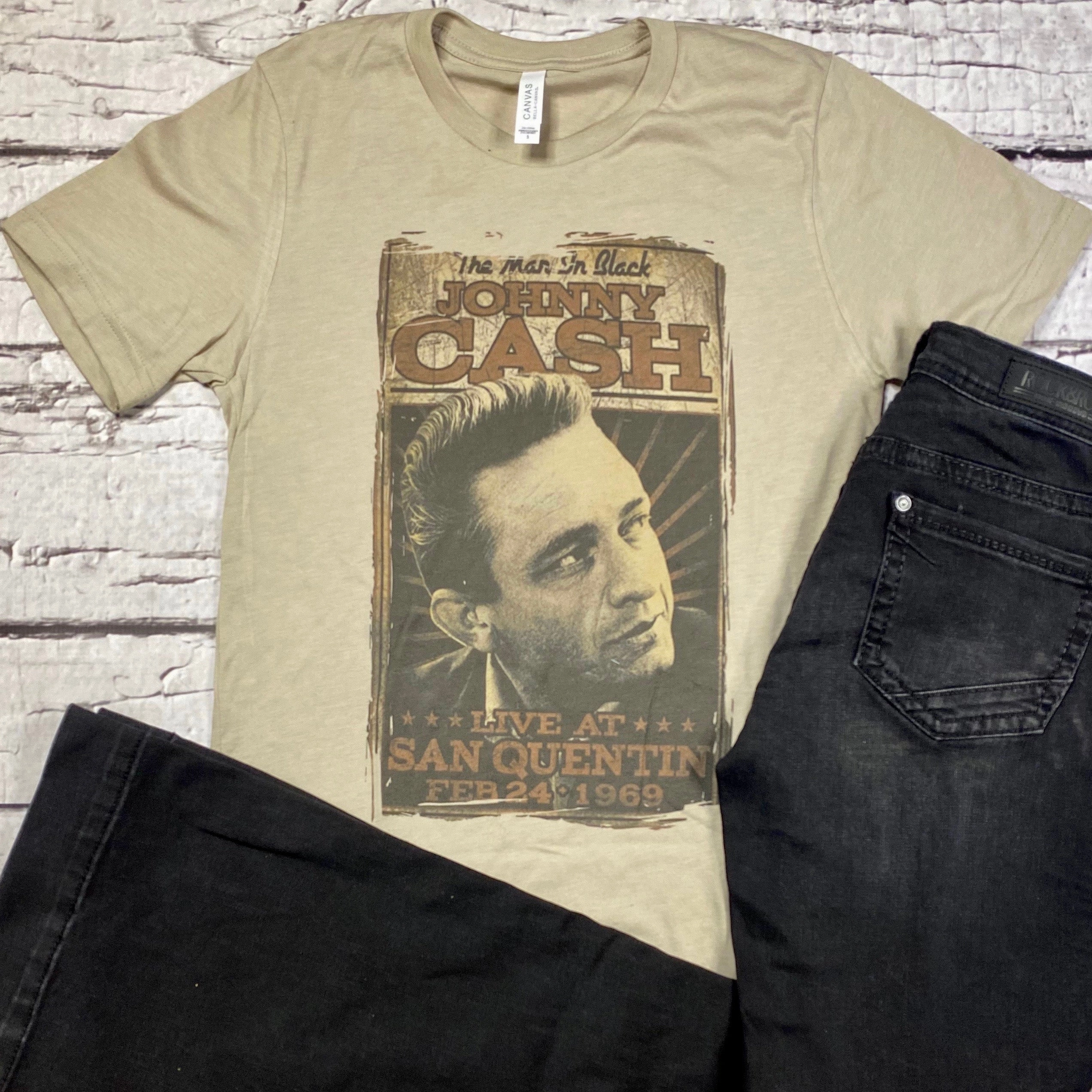Flatlock stitching J.Forks Vintage Johnny Cash Poster Tee