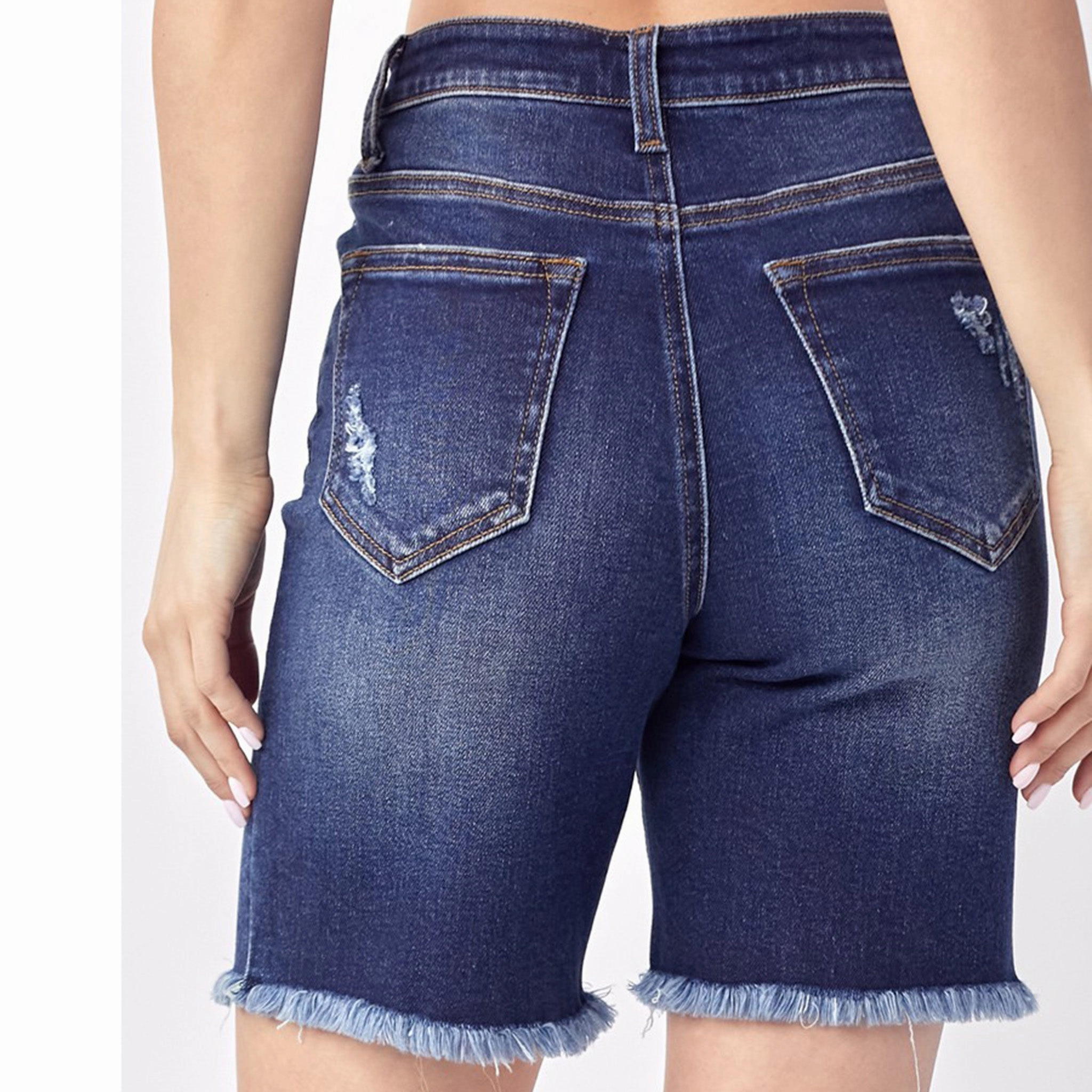 Spring Mood Bold Unisex Wear Premium Risen Women's Frayed Hem Bermuda Shorts