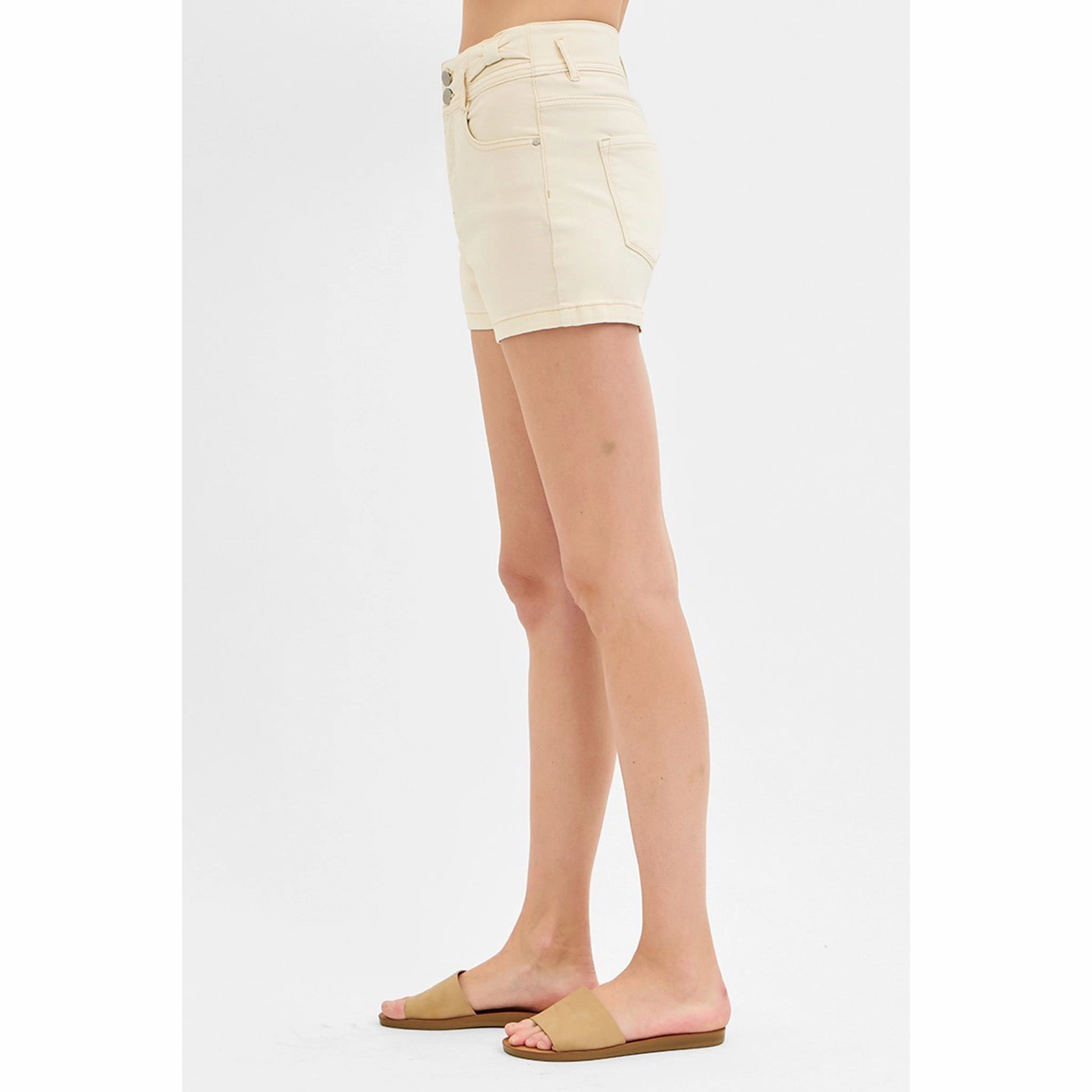 Risen Women's Ivory Bow Detail High Rise Shorts Fashion Lover Youth Style Smooth