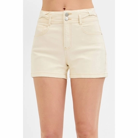 Risen Women's Ivory Bow Detail High Rise Shorts Built For Life Smart Fit