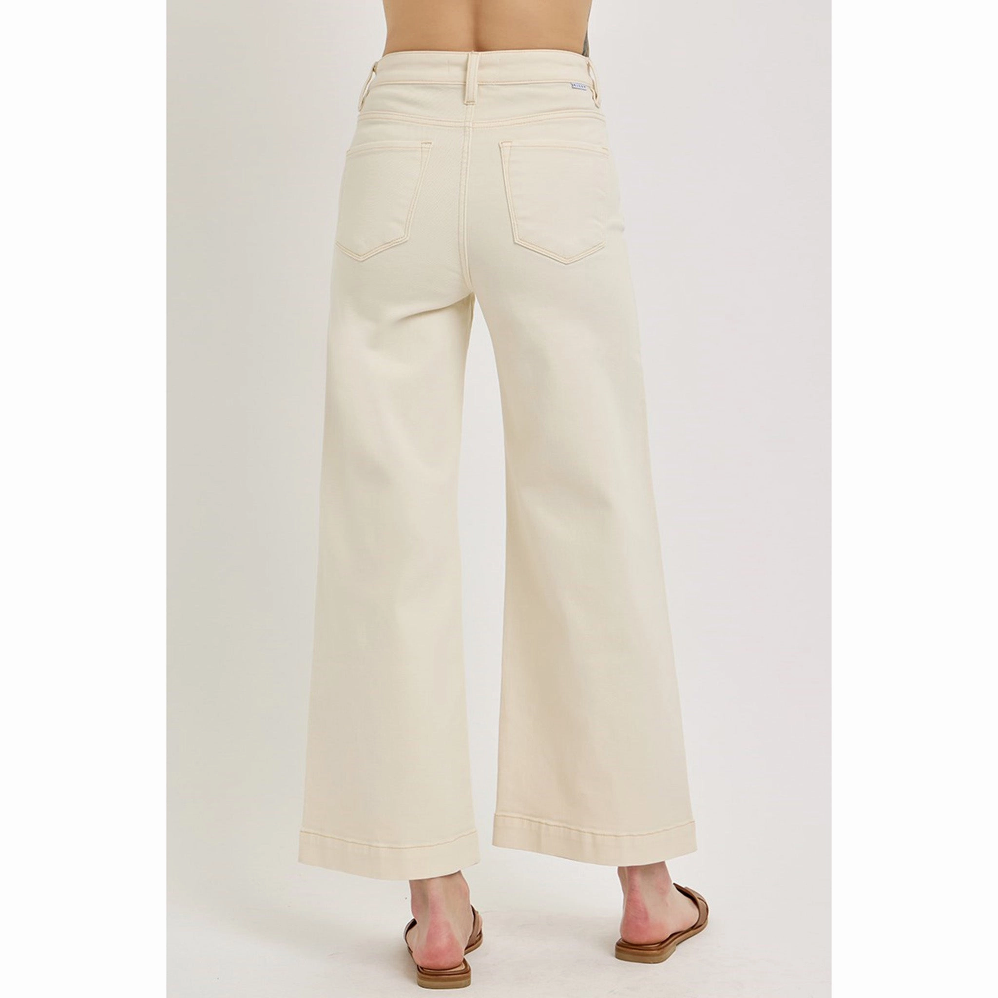 Risen Women's Ivory High Rise Crop Jean Couple Look Work Ready Subtle Palette