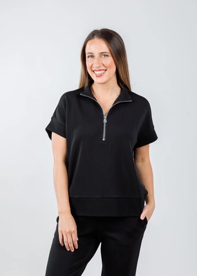 Effortless Fashion Winter Comfort Layer Ritchie Short Sleeve Sweatshirt - Black