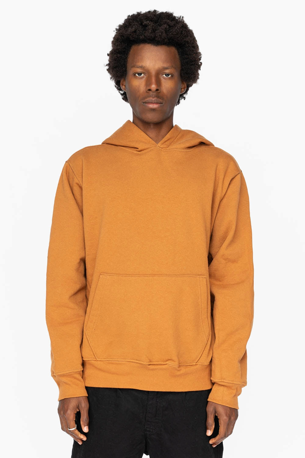 Breathable Stretch Side Slit Design ROBIN??S HEAVY WEIGHT NATIVE AMERICAN CHIEF PULLOVER HOODIE IN CARAMEL