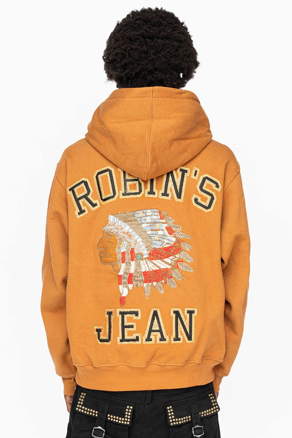 Flexible Comfort ROBIN??S HEAVY WEIGHT NATIVE AMERICAN CHIEF PULLOVER HOODIE IN CARAMEL