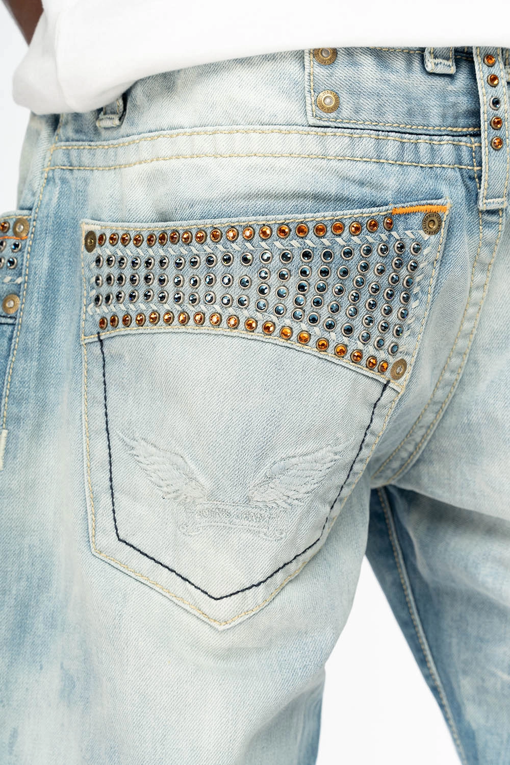 ROBIN??S LIMITED EDITION CHEROKEE BLUE WASH WITH MONTANA AND ORANGE CRYSTALS Traveler Gear Sustainable