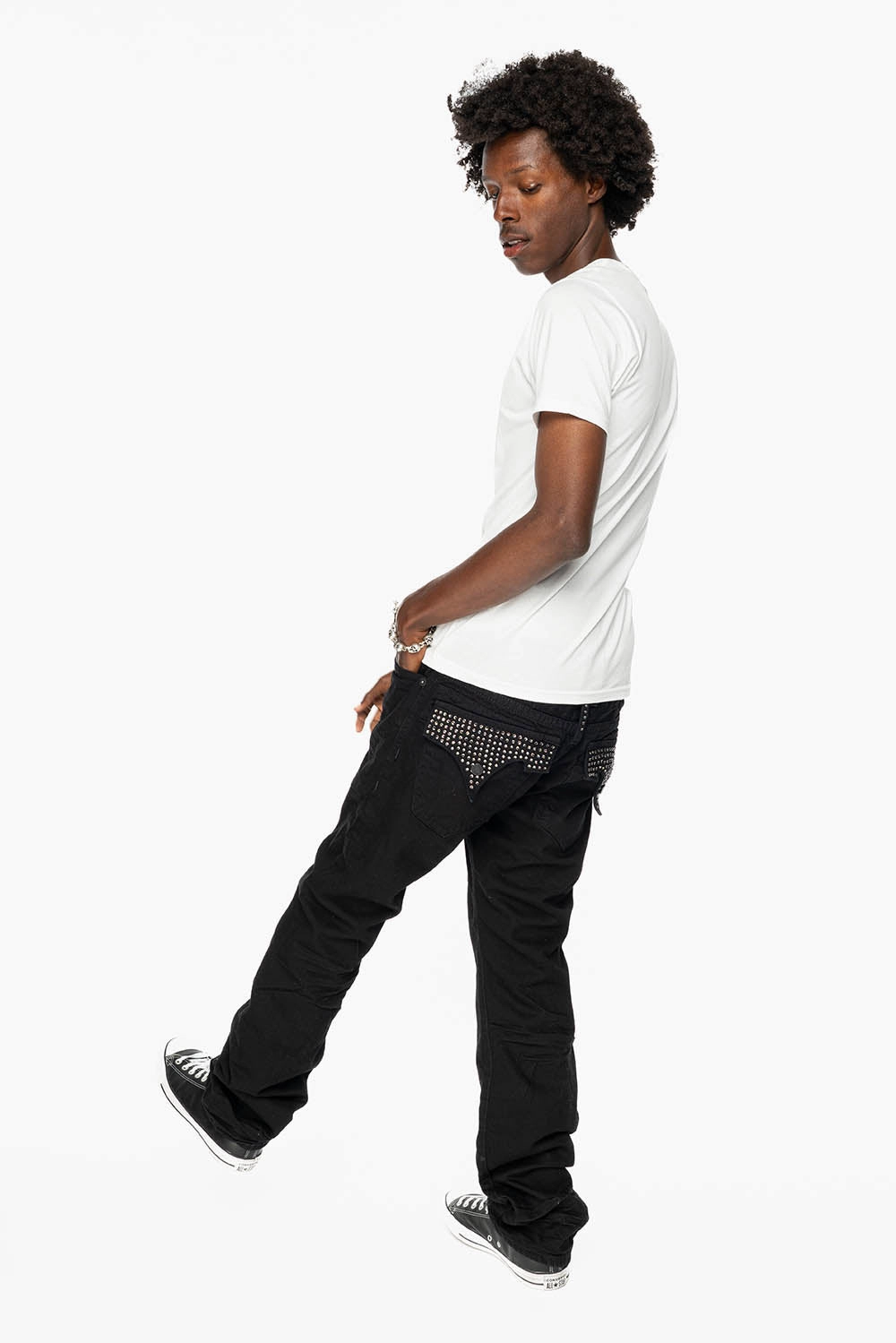 Chic Essentials ROBIN'S LIMITED EDITION  JEANS IN BLACK WASH WITH BLACK DIAMOND CRYSTALS