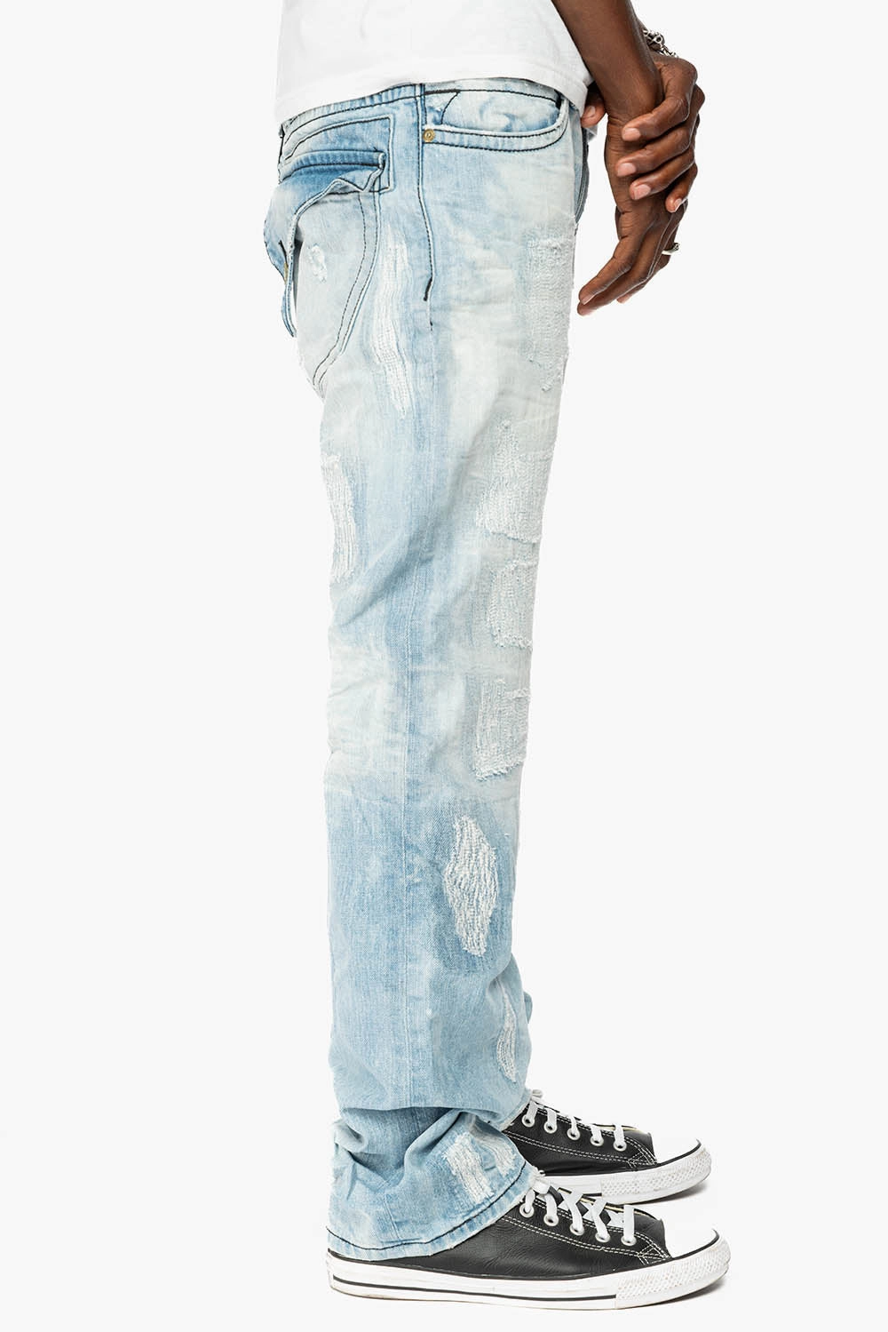 ROBIN'S LIMITED EDITION REPAIRED JEANS IN 5D LIGHT BLUE WASH Sleek Shape