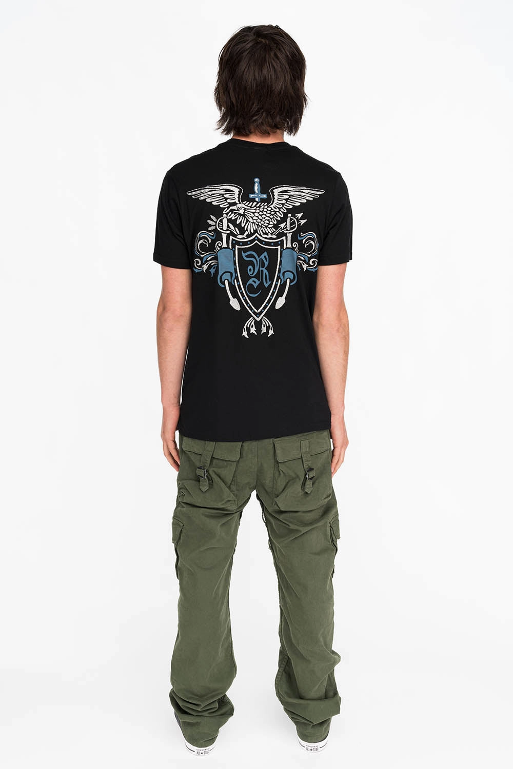 ROBINS HERALDY CREST SILVER GLITTER TEE IN BLACK Thermal Regulation Layer Running Speed