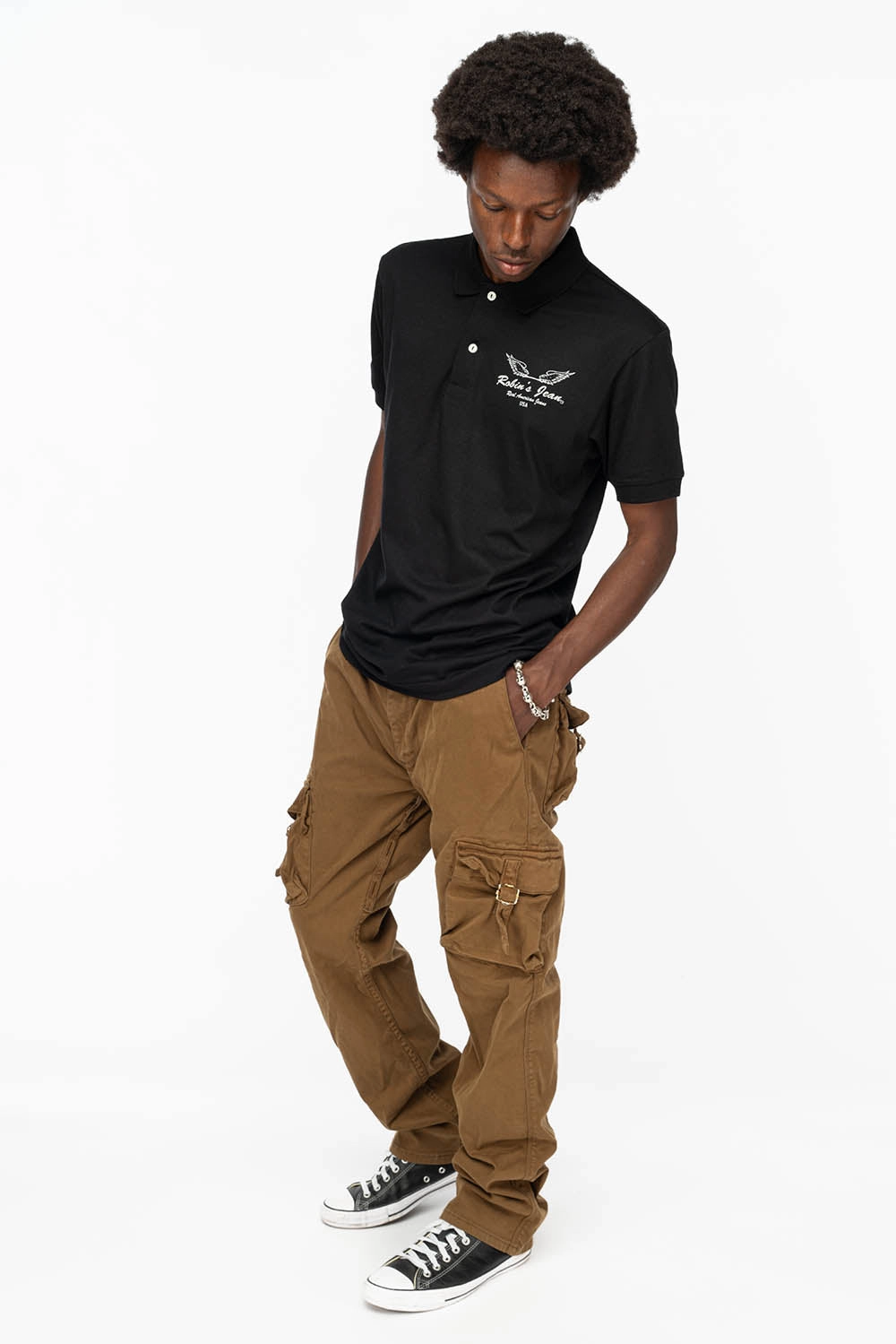 ROBINS NEW MILITARY STYLE CARGO PANTS IN KANGAROU COLOR WASH Popular Style Base Fit Piece