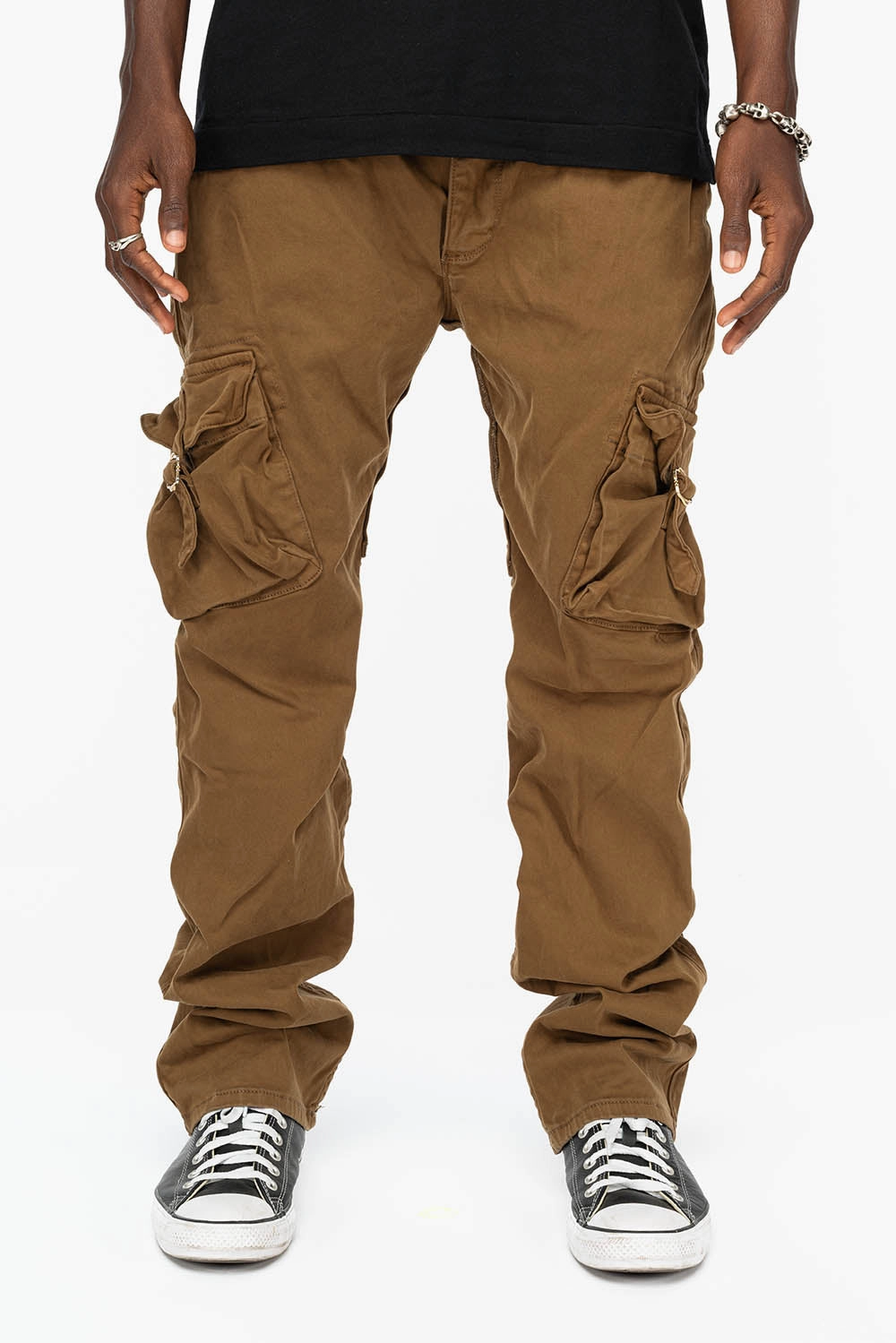 Sustainable Manufacturing Durable Summer Vibes ROBINS NEW MILITARY STYLE CARGO PANTS IN KANGAROU COLOR WASH