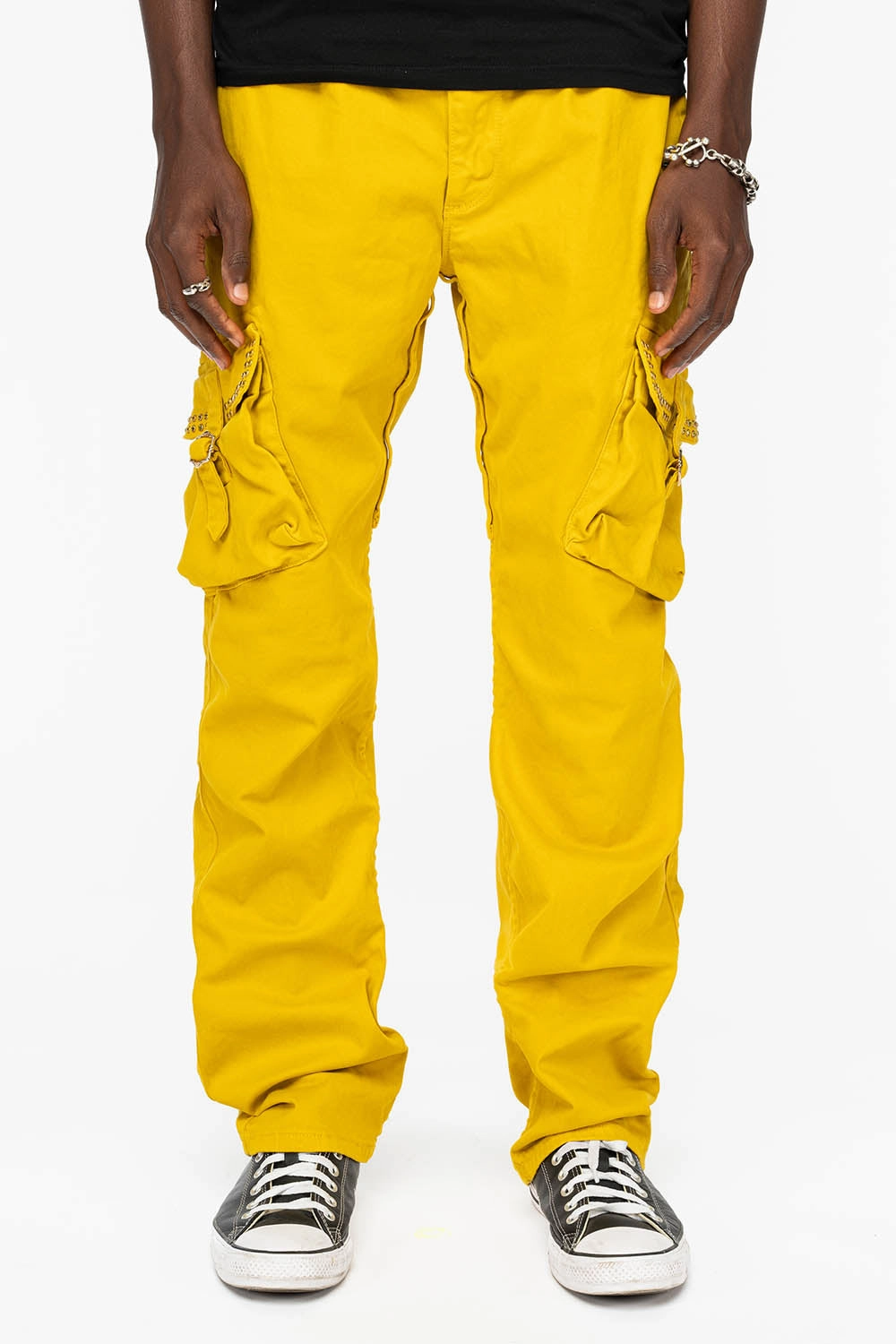 Home Comfort Teen Outfit ROBINS NEW MILITARY STYLE CARGO PANTS IN MUSTARD WITH CITRINE CRYSTALS