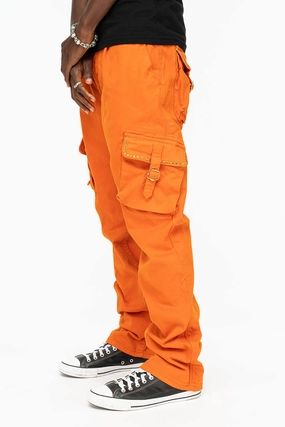 ROBINS NEW MILITARY STYLE CARGO PANTS IN ORANGE WITH ORANGE CRYSTALS Quick Pick