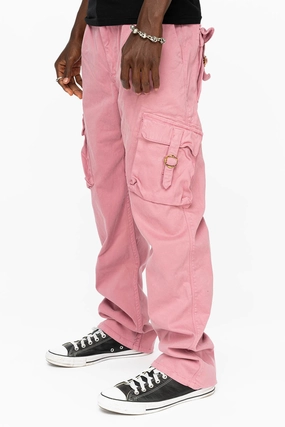 ROBINS NEW MILITARY STYLE CARGO PANTS IN PINK COLOR WASH Artist Vibe Premium Beach Day Versatile Soft