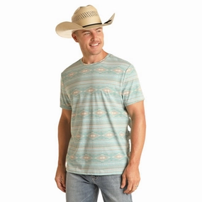 Rock & Roll Cowboy Aqua Aztec Unisex Tee Multipocket Style