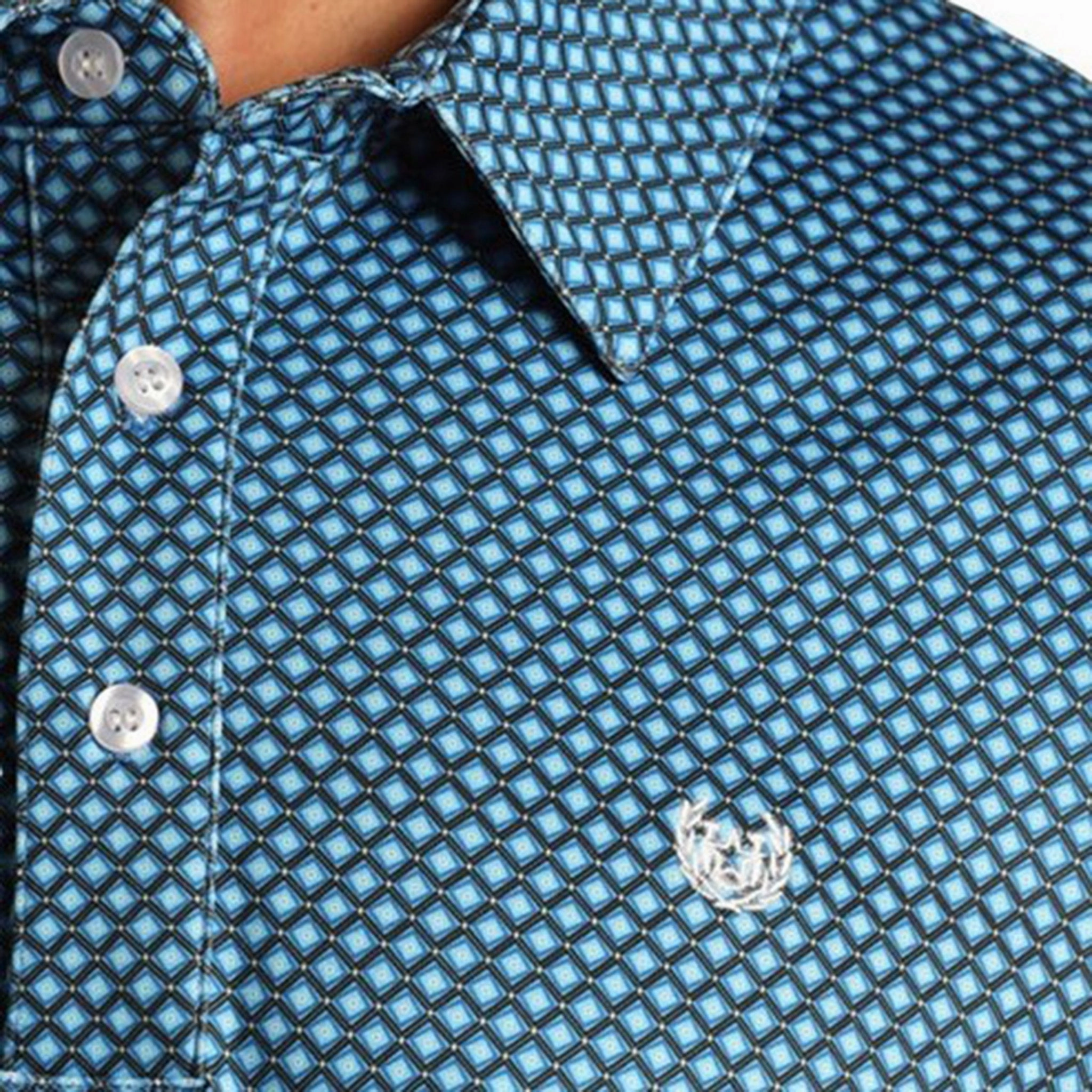 All-day Comfort Sporty Style Rock & Roll Cowboy Blue Geometric Print Polo
