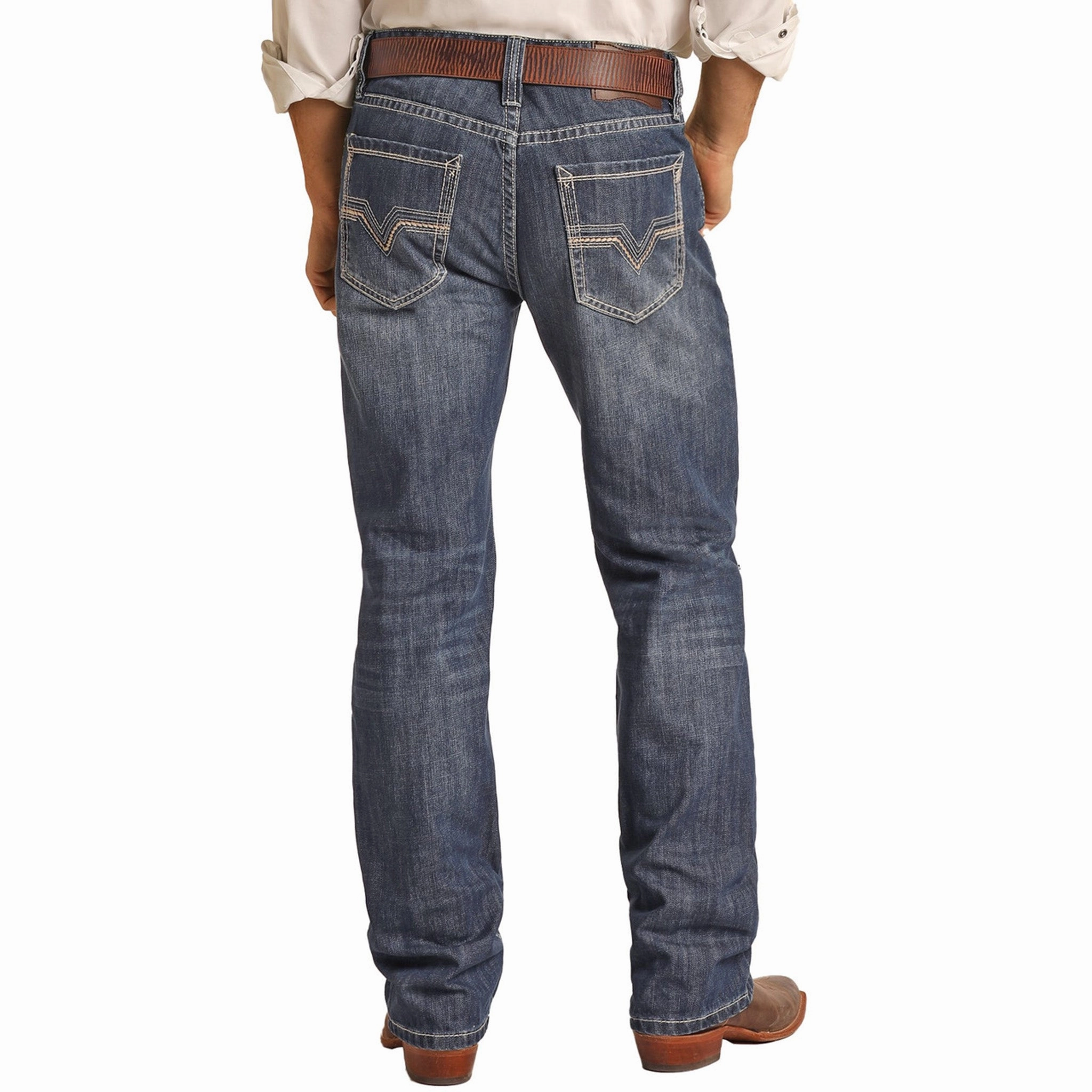 Rock & Roll Cowboy Ladder Stitch Double Barrel Jeans Trendy Wear