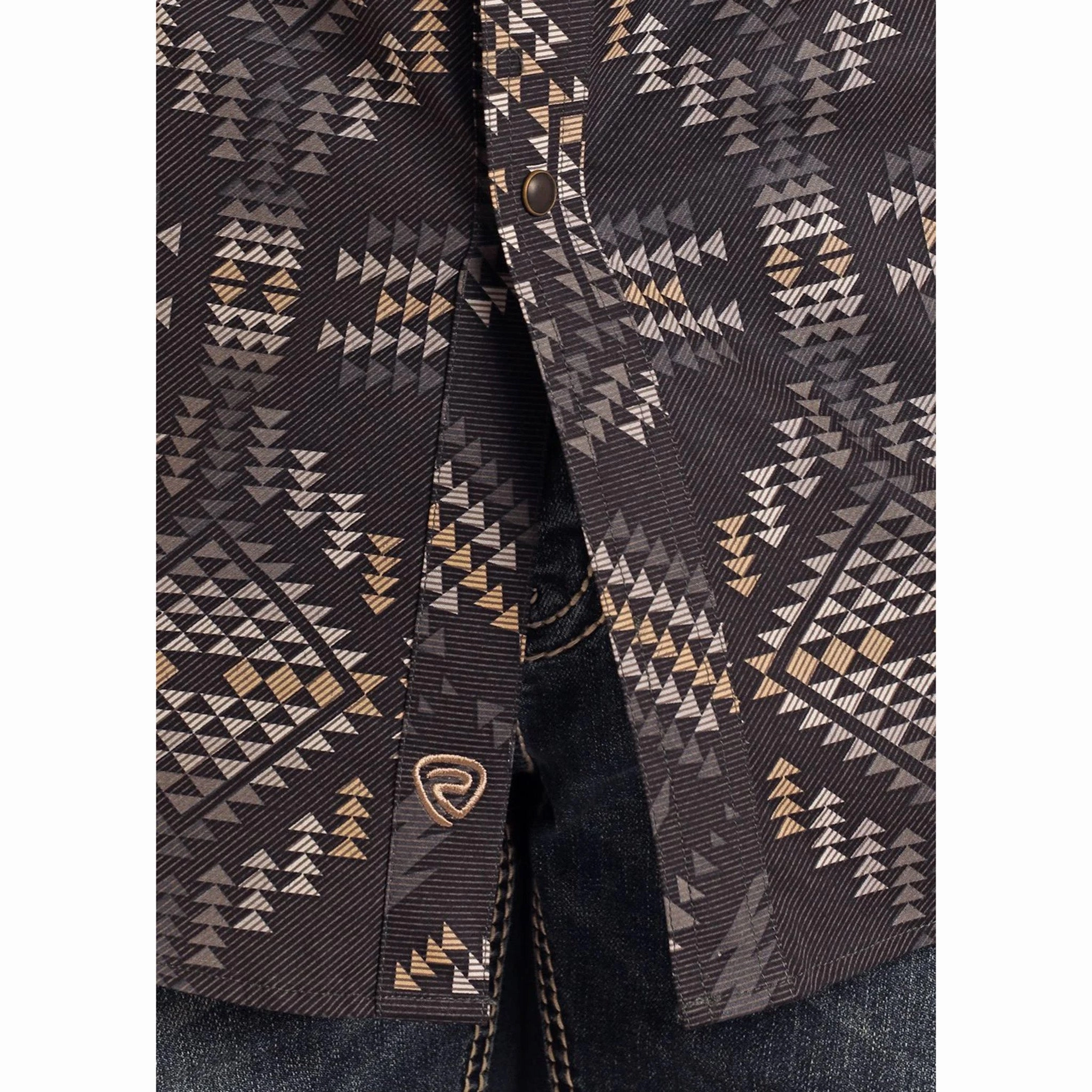 Rock & Roll Cowboy Men's Black/Brown Aztec Tek Short Sleeve comfortable option