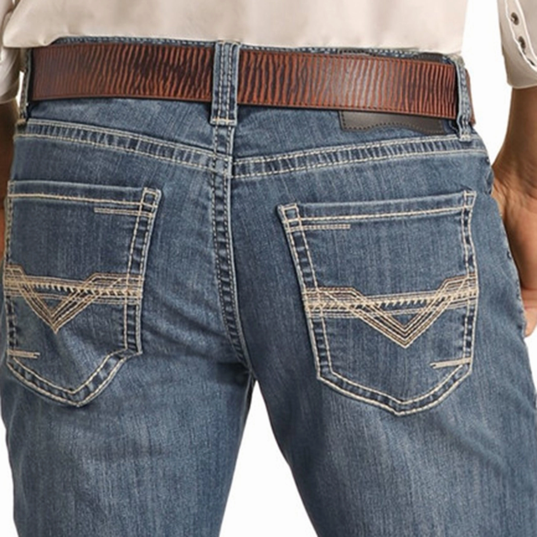 Couple Look Modern Rock & Roll Cowboy Reflex Ivory Embroidered Jeans