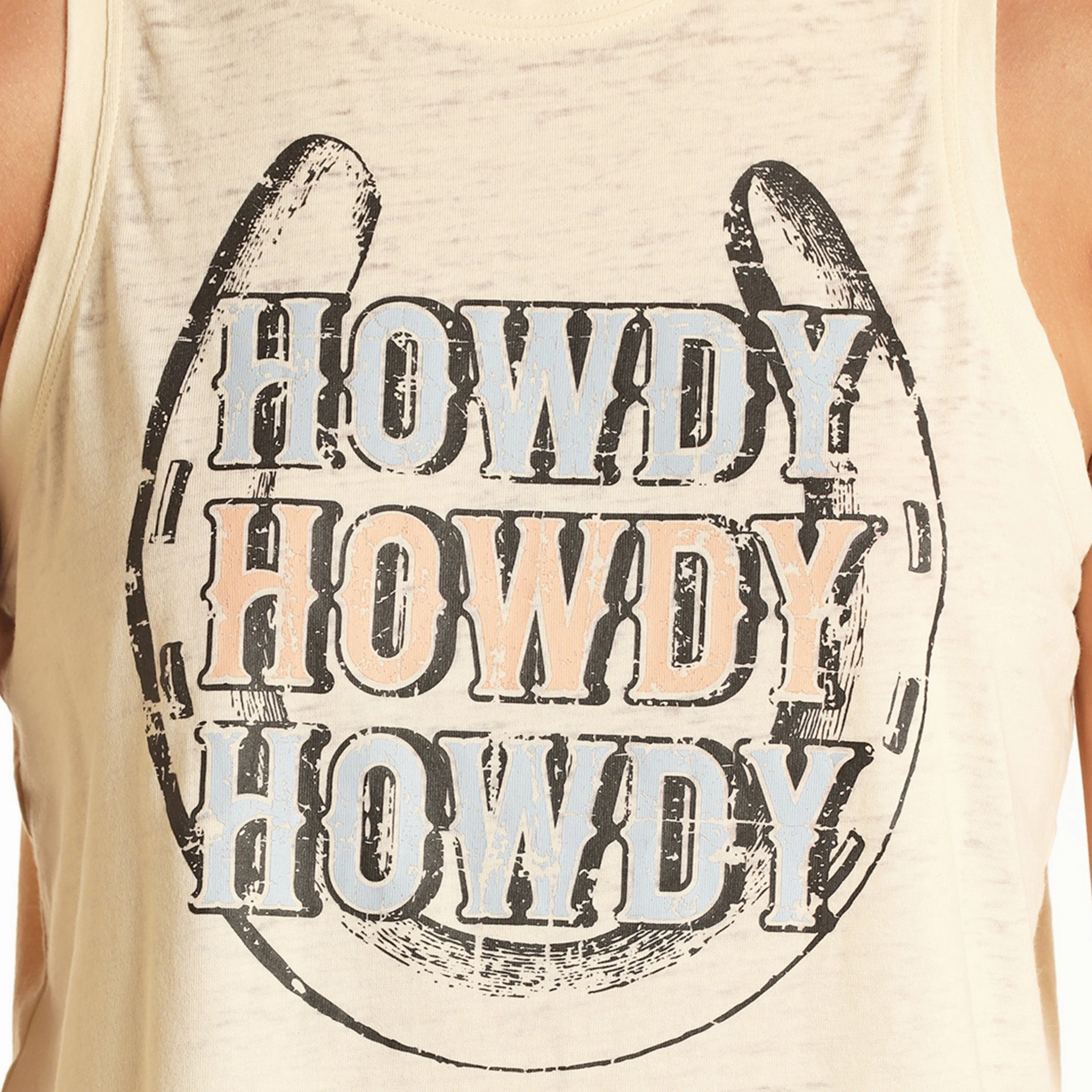Rock & Roll Cowgirl Cream Howdy Tank PaddedInsulation