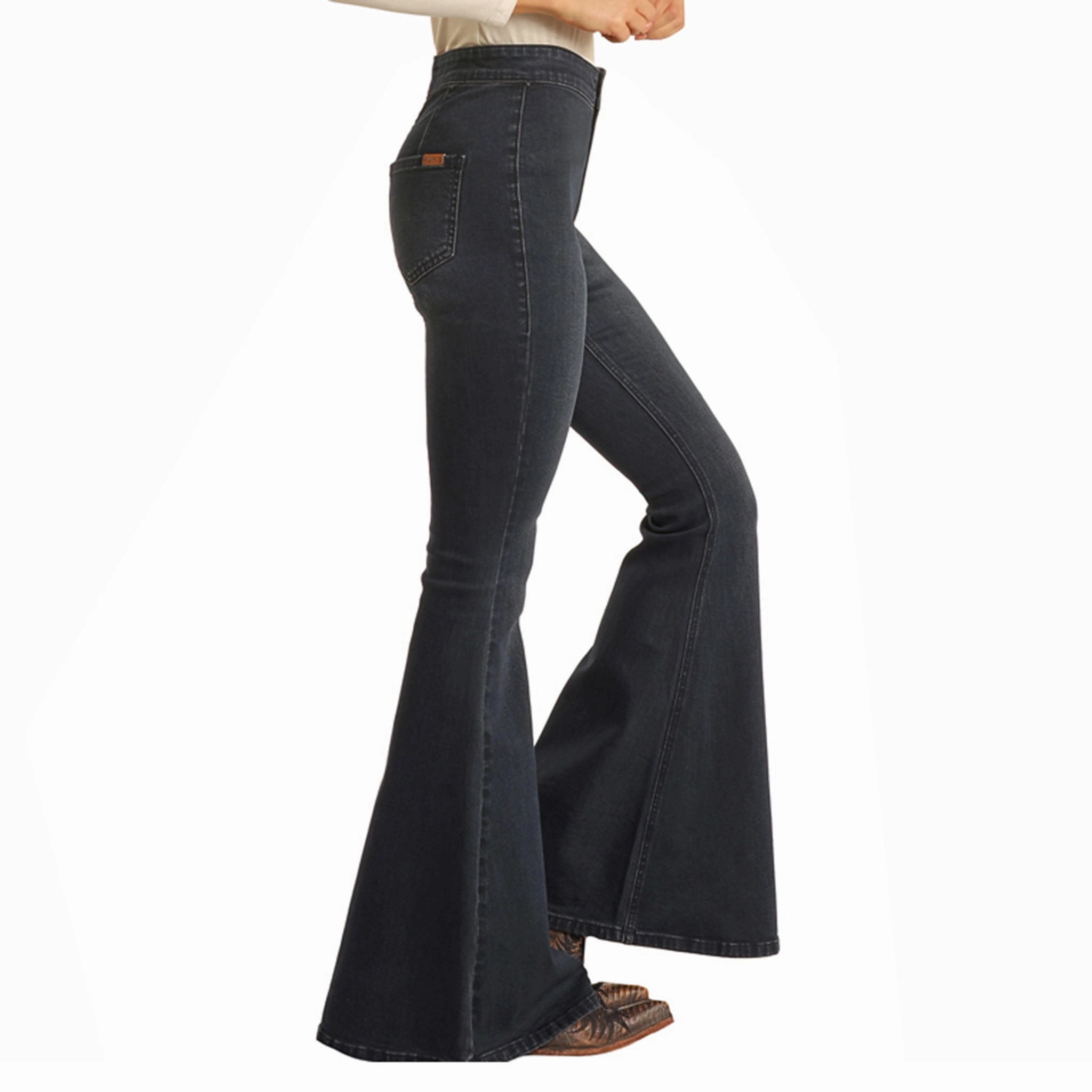 Rock & Roll Cowgirl High Rise Bell Bottom Couple Look Smooth