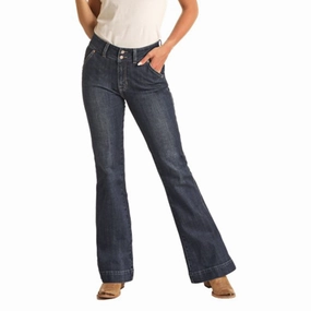 Rock & Roll Cowgirl High Rise Dark Trouser Jeans Active Friendly
