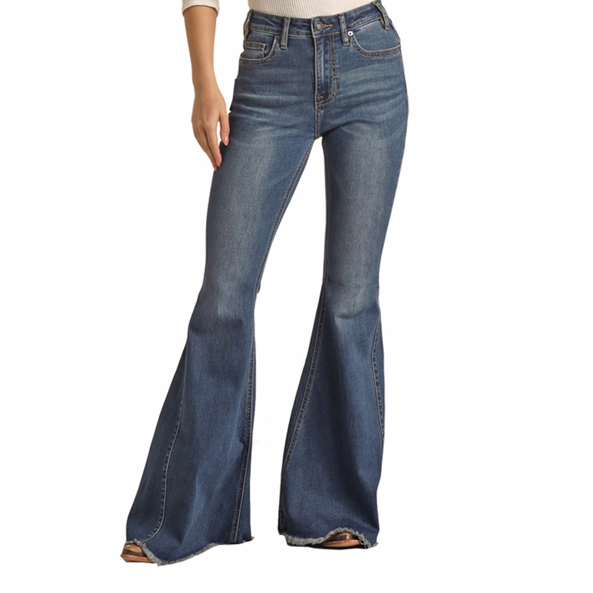 Rock & Roll Cowgirl Side Insert High Rise Bell Bottoms comfortable option Everyday Confidence