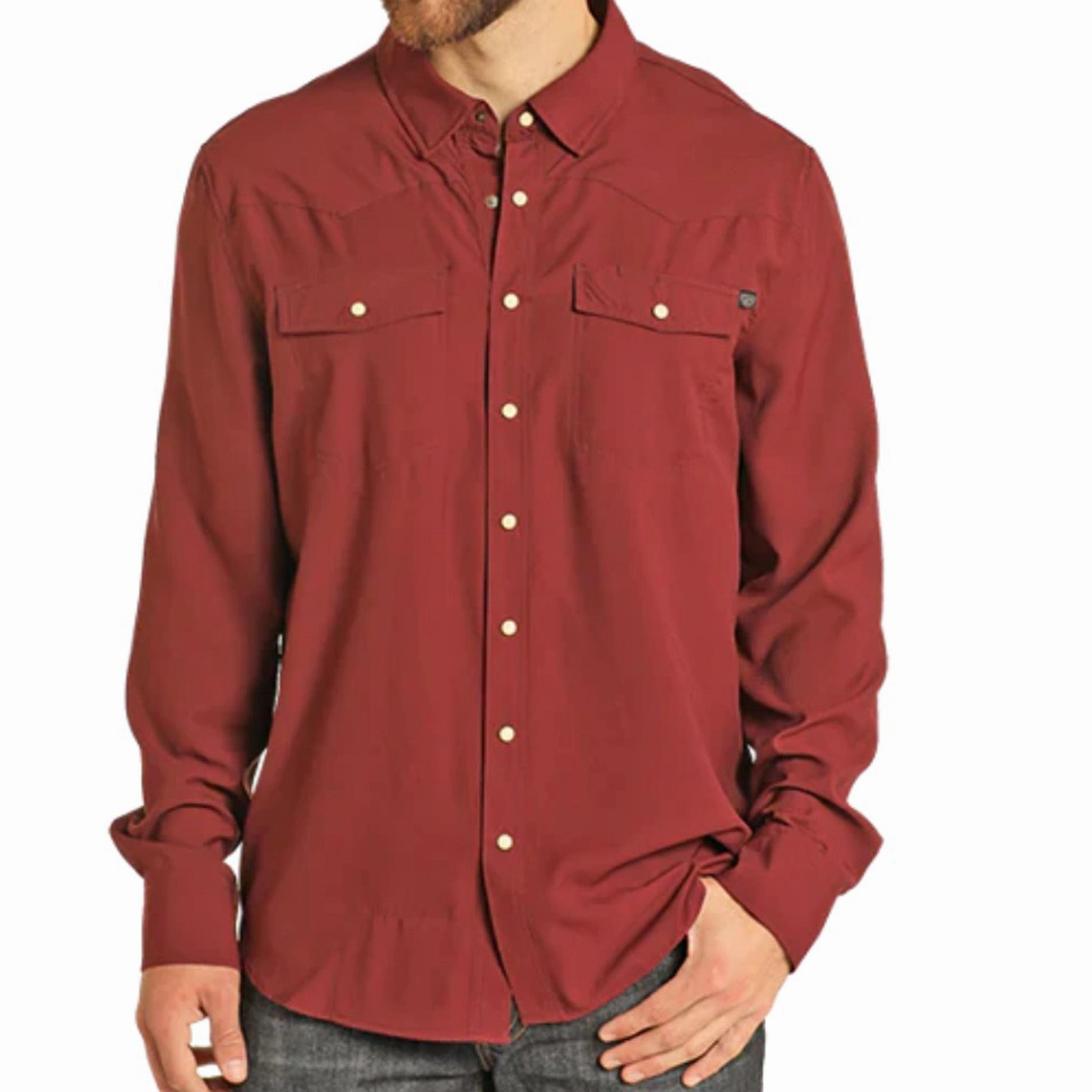 Youthful Style Rock & Roll Denim Maroon Long Sleeve