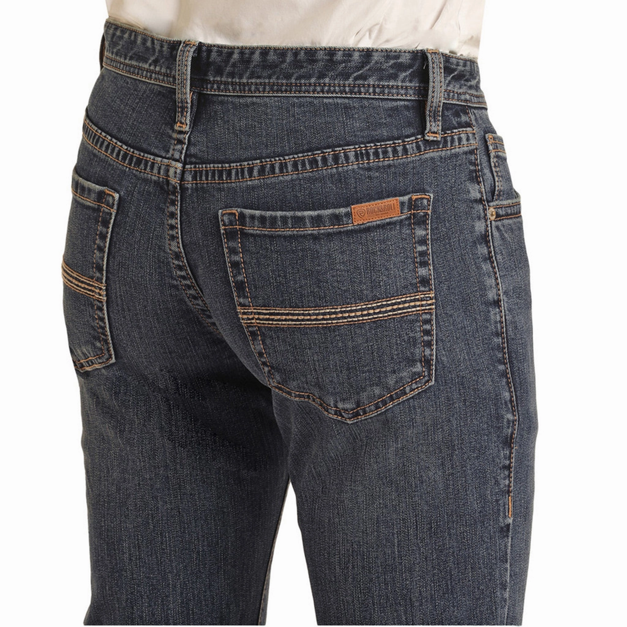 Rock & Roll Denim Men's Ivory Stitch Vintage Slim Straight Jeans Go-To Basic