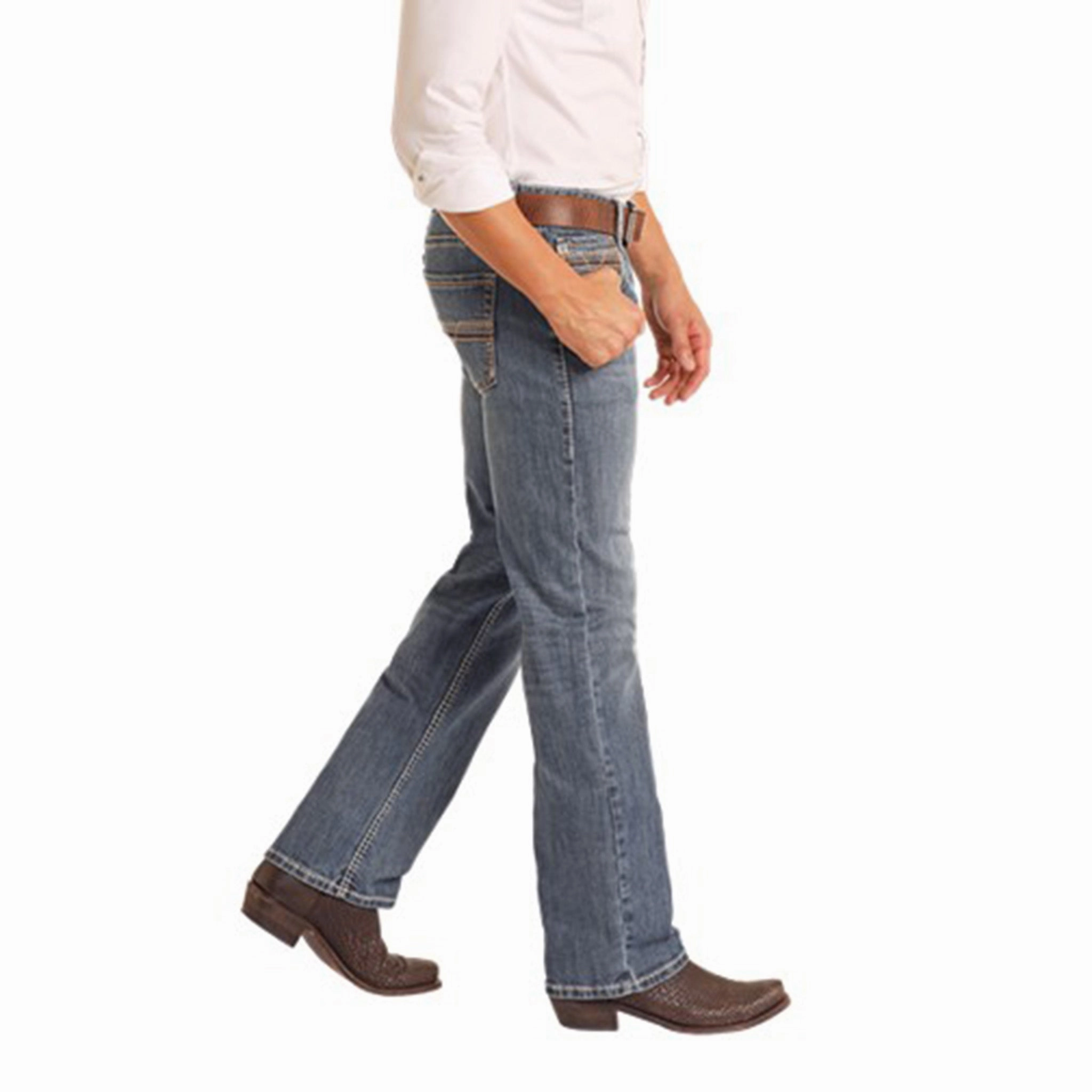 Rock & Roll Denim Men's Pistol Straight Leg Jeans Fit For Daily Functional Comfort