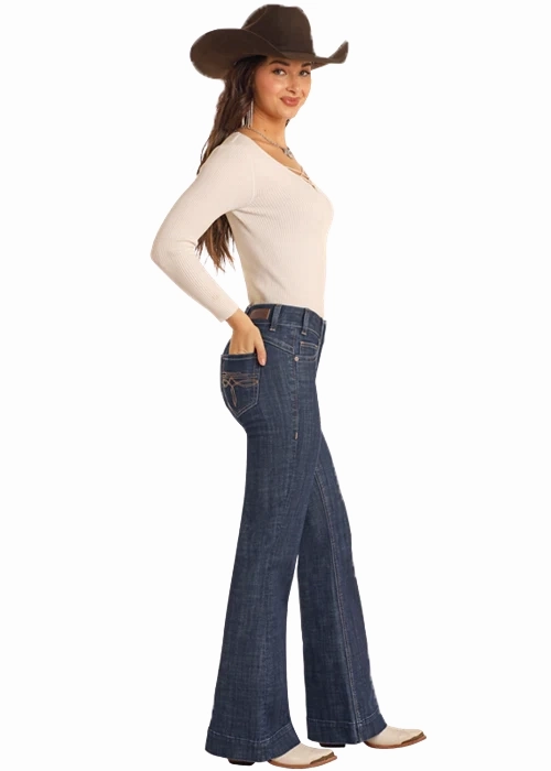 Rock & Roll Denim Women's Dark Wash Trouser Jean Hypoallergenic Material Composition