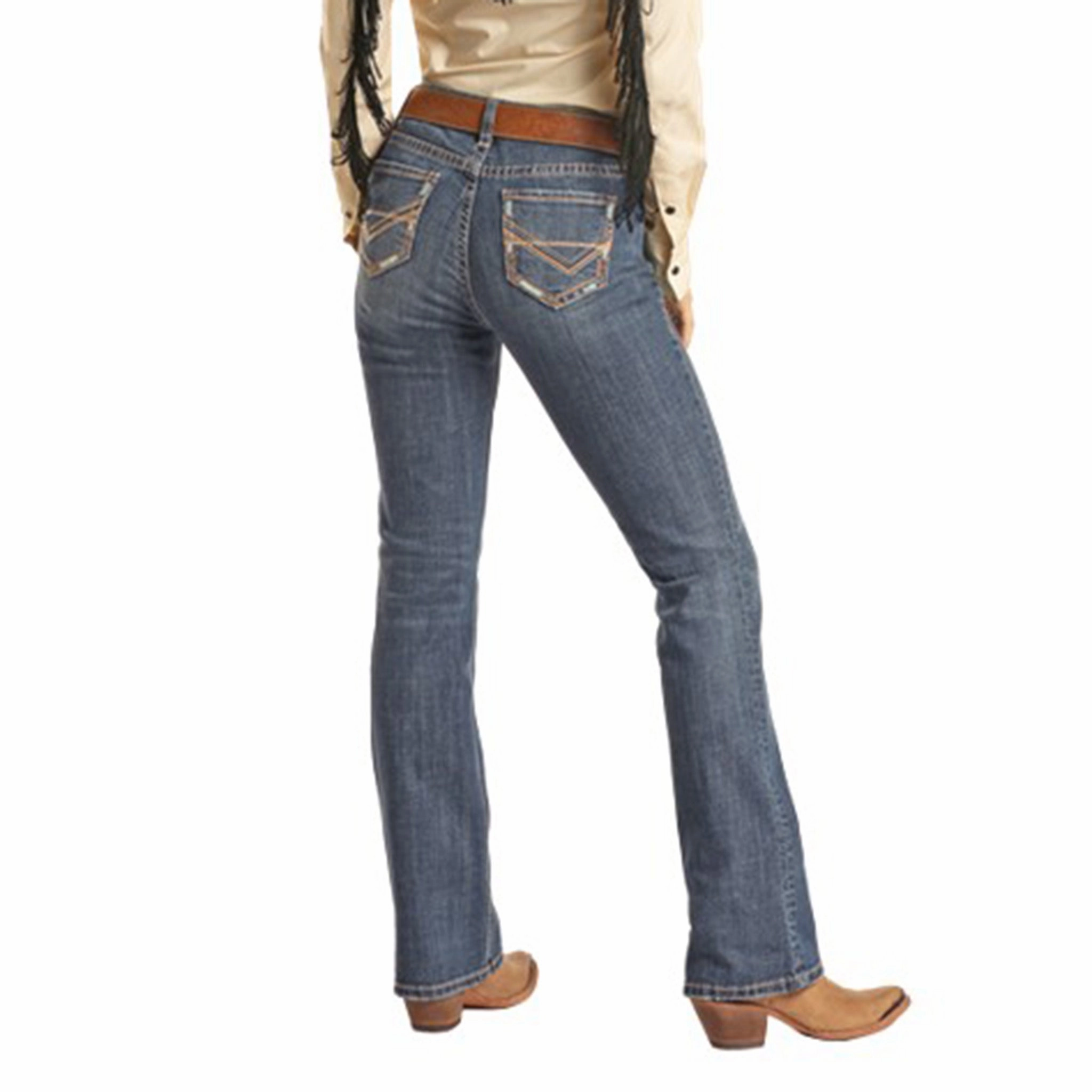 Rock & Roll Denim Women's Petal Stitch Embroidered Jean Spring Mood Affordable